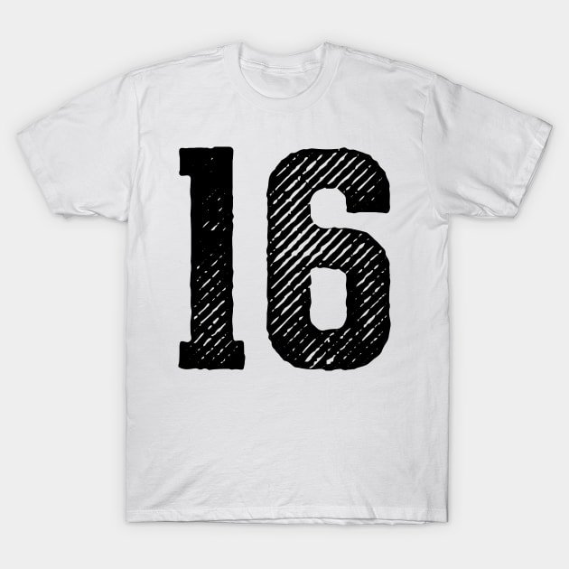 Rough Number 16 T-Shirt by colorsplash